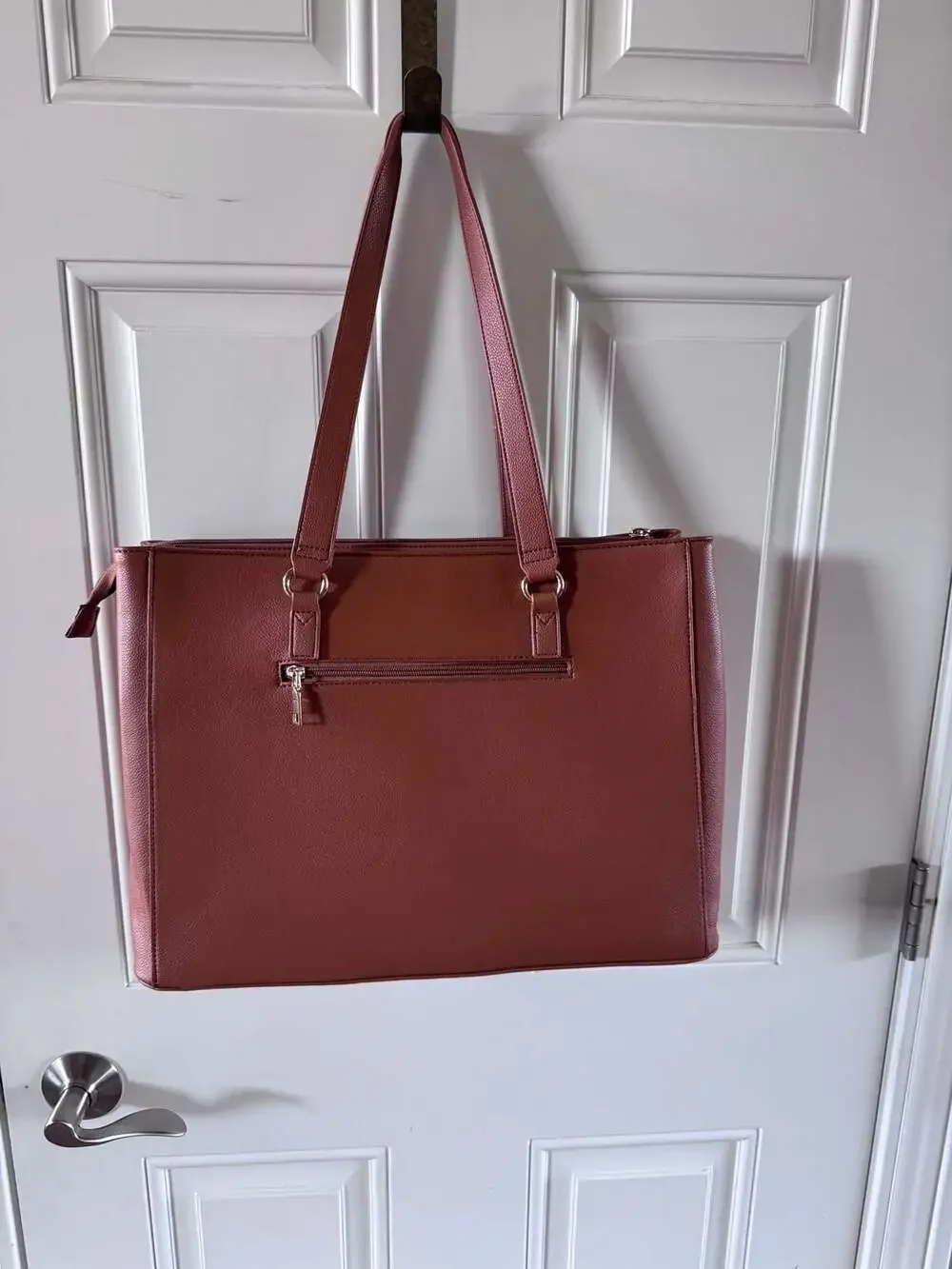 RAINSMORE 15.6 Inch Quilted Faux Leather Laptop Tote Work Briefcase